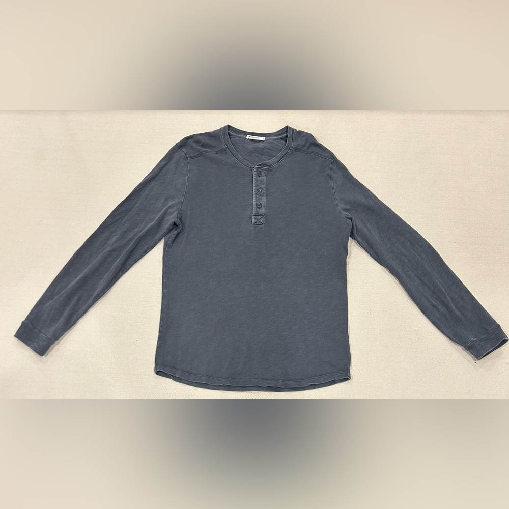 Marine Layer Men’s Long Sleeve Slub Henley Outdoors Gray Size Small